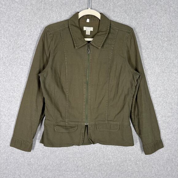 Christopher Banks Jacket Large Jean‎ Army Military Cotton Olive Utility Denim - Picture 1 of 12